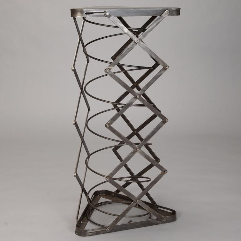 Mid-20th Century French Metal Industrial Adjustable Height Factory Table