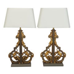 Pair Spanish Lamps Made with 19th Century Architectural Elements