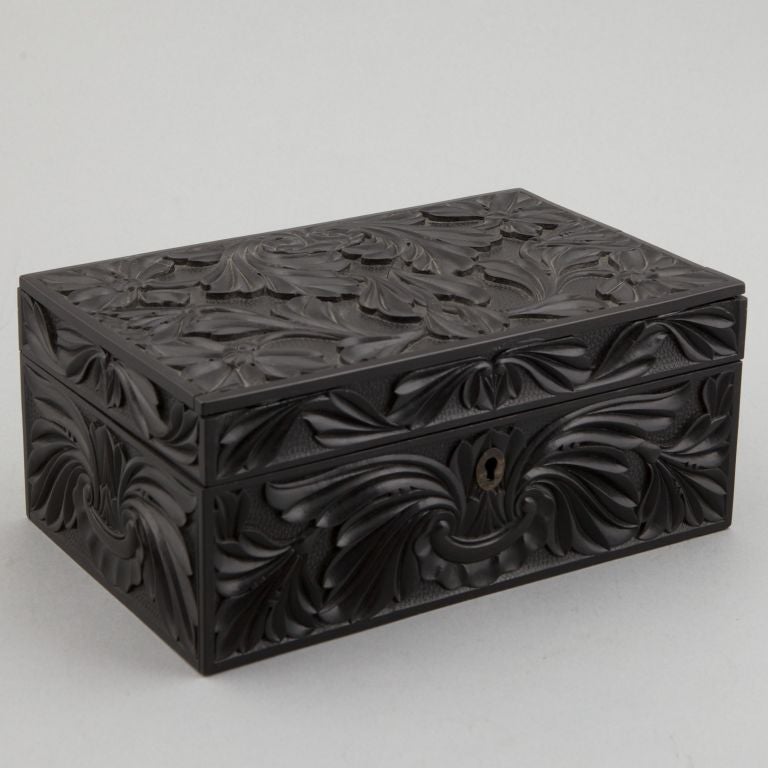 Carved Anglo Indian Ebony Box