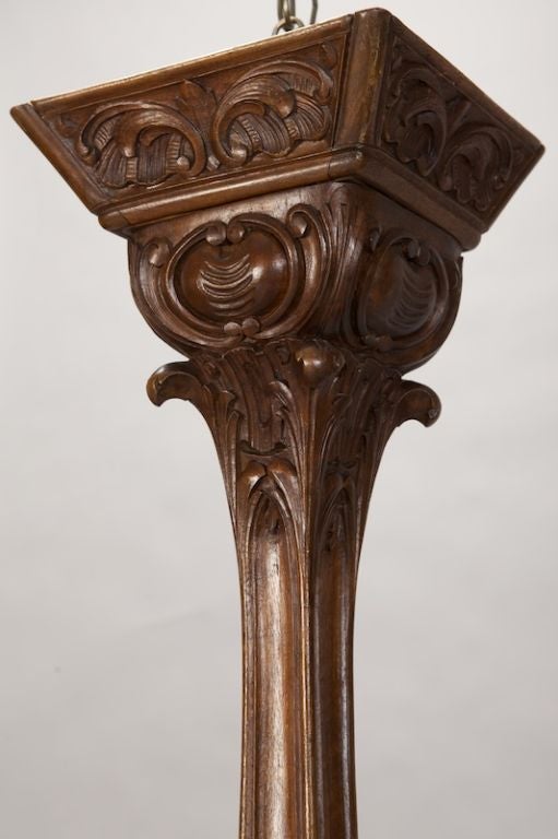 19th Century French Carved Walnut Chandelier 3
