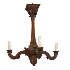 19th Century French Carved Walnut Chandelier