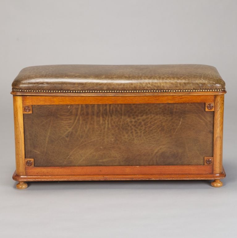 Victorian Leather Covered Wooden Chest