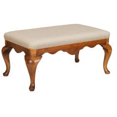 English Upholstered Walnut Bench