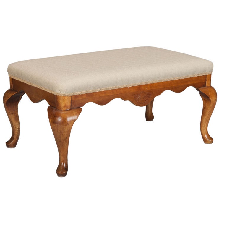 English Upholstered Walnut Bench at 1stDibs