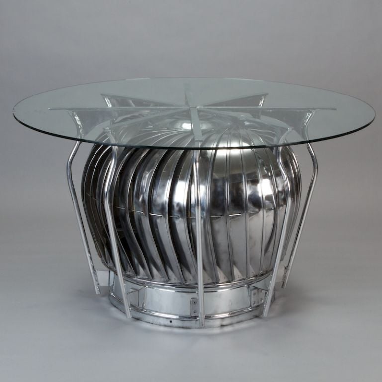 Mid-20th Century Polished Aluminum Air Vent Table