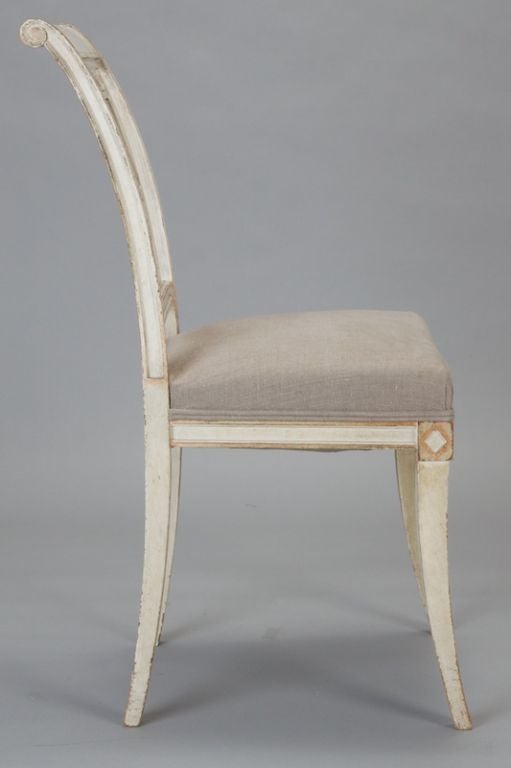 Set of Four French Antique White Painted Lyre Back Chairs 4