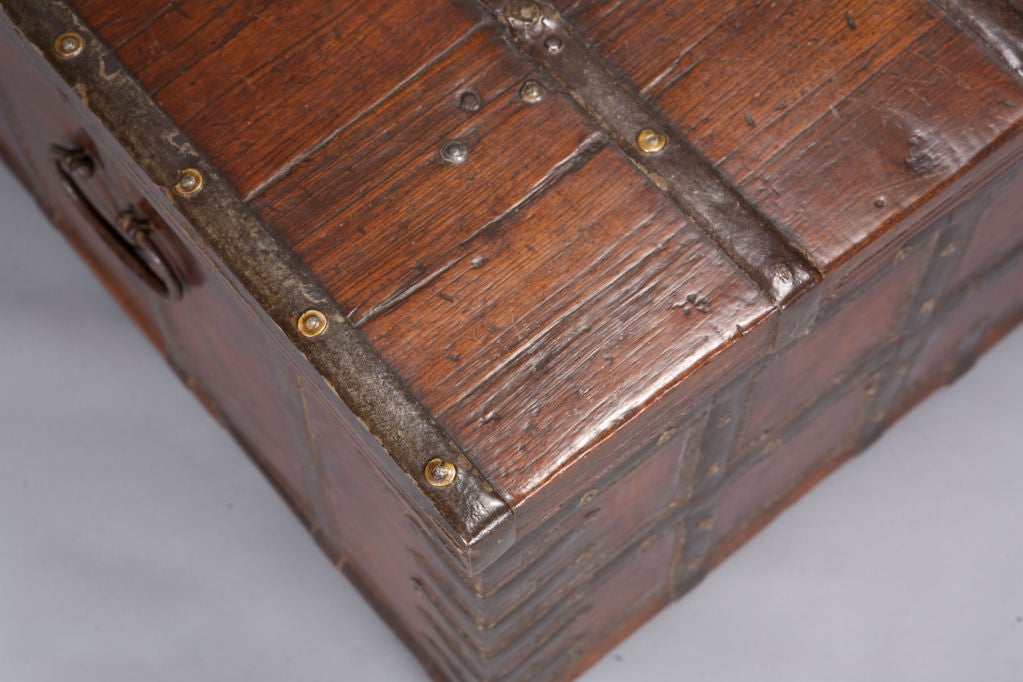 Large Iron Bound Trunk In Excellent Condition In Troy, MI