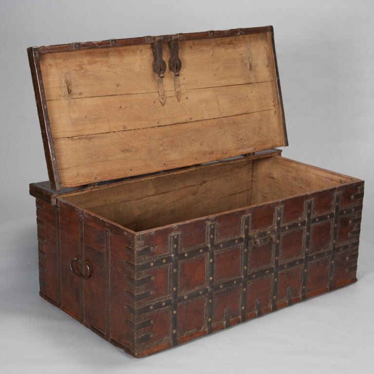 19th Century Large Iron Bound Trunk