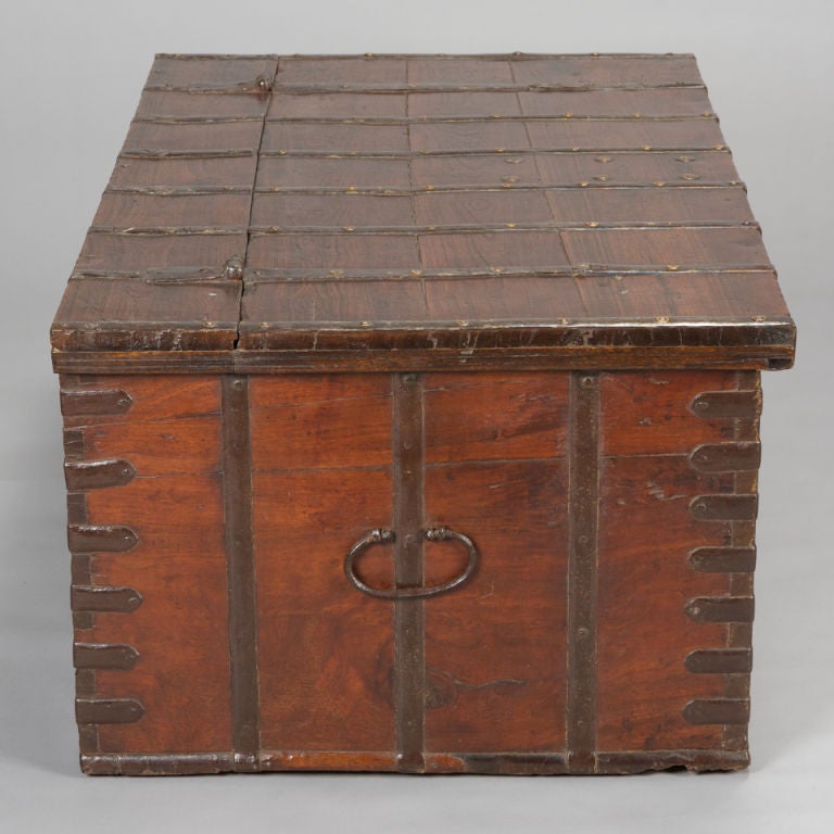 Wood Large Iron Bound Trunk