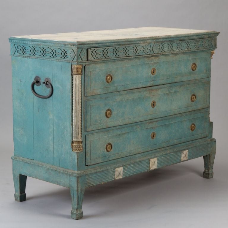 18th Century Blue Gustavian Chest of Drawers