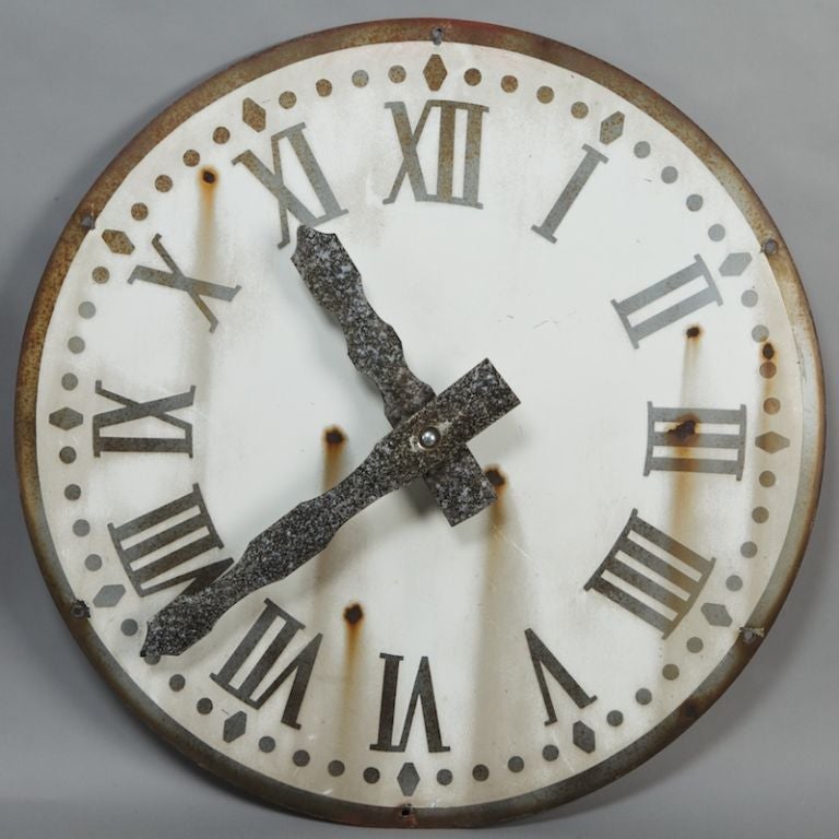 20th Century French White Clock Face With Black Numbers