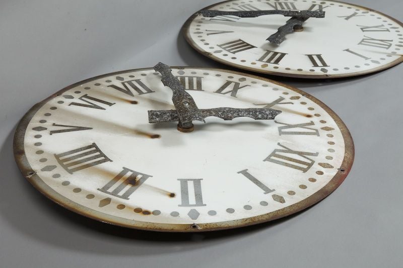 Metal French White Clock Face With Black Numbers