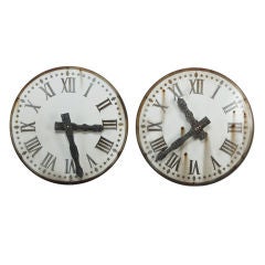 Antique French White Clock Face With Black Numbers