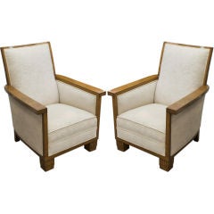 Pair of Art Deco Chenille Armchairs