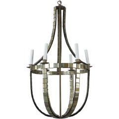 Hanging Lantern Shape Fixture with Applied Vintage Mirror Pieces