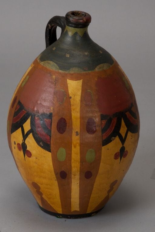 Large Painted Wine Jug For Sale at 1stDibs