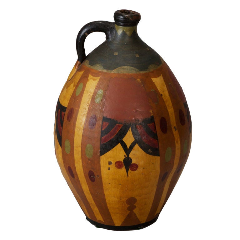 Large Painted Wine Jug For Sale at 1stdibs