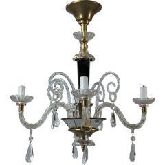 Antique French Four Light Crystal and Mirrored Chandelier