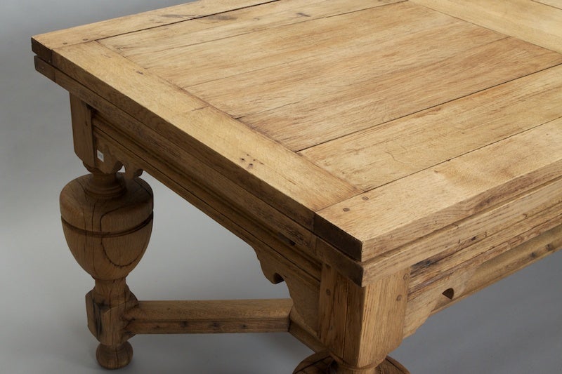 Bleached Oak French Refractory Table With Spheroidal Legs 2