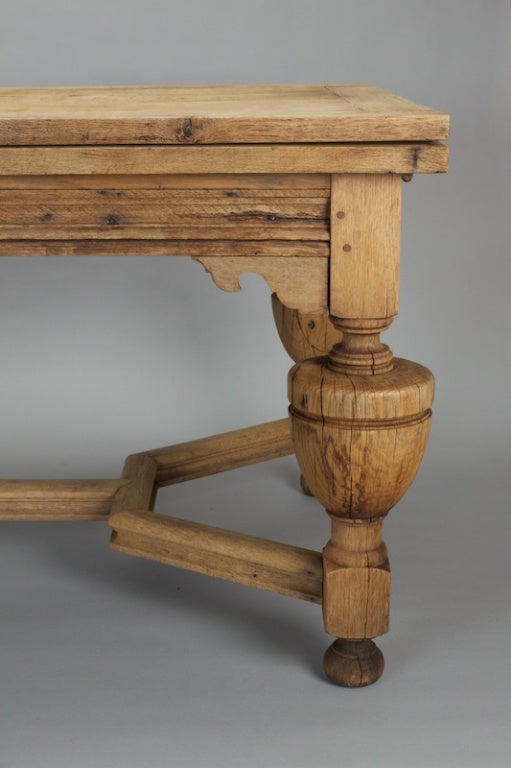 Bleached Oak French Refractory Table With Spheroidal Legs 3