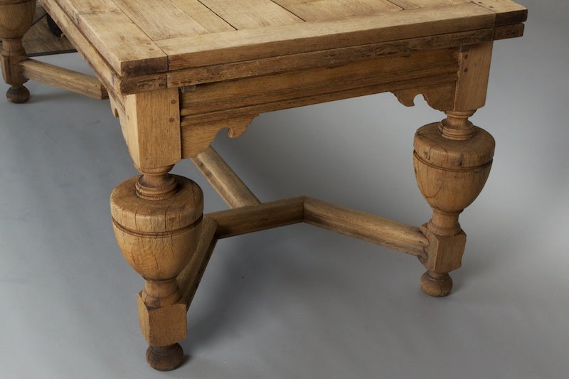 Bleached Oak French Refractory Table With Spheroidal Legs 5