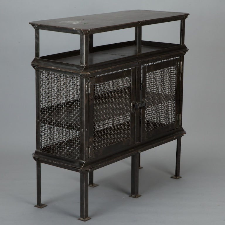 Mid-20th Century Industrial French Mesh Cabinet