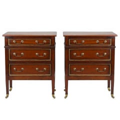 Pair Empire Style Bedside Chests With Gilded Trim