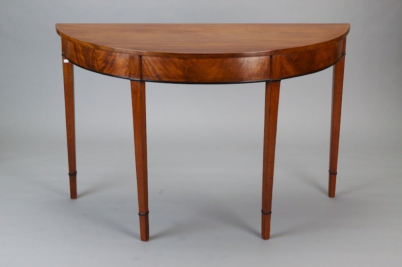 Pair English Mahogany Demilune Tables In Excellent Condition In Troy, MI