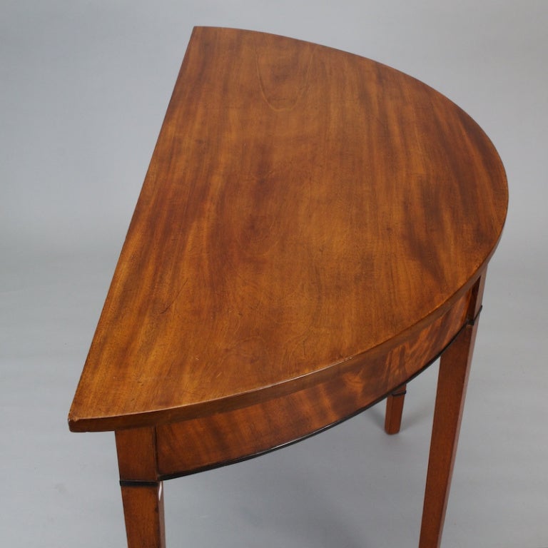 Pair English Mahogany Demilune Tables 1