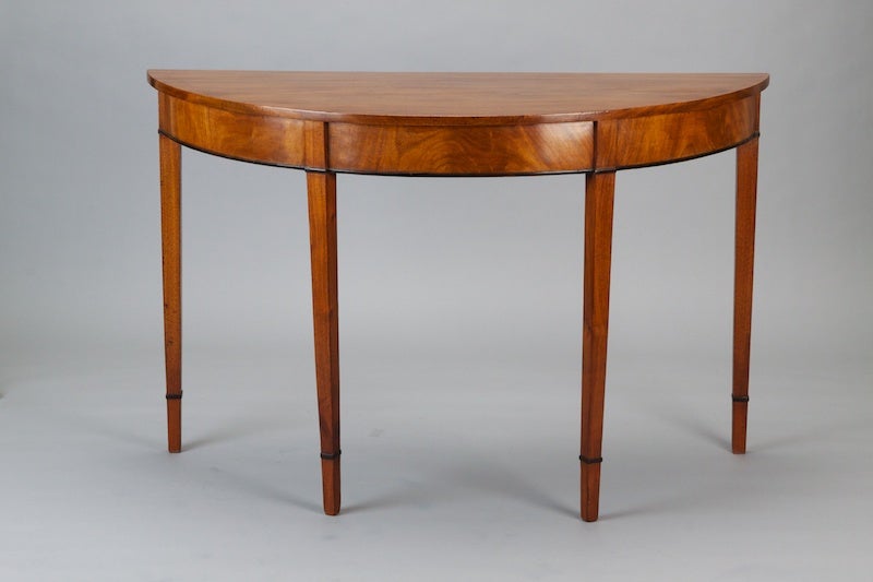 Pair English Mahogany Demilune Tables 2