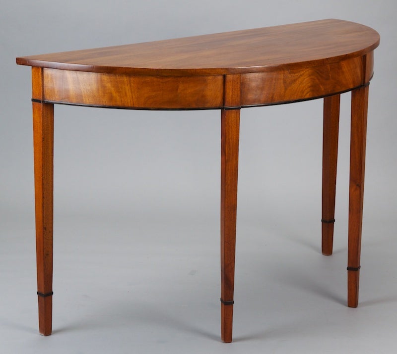 Pair English Mahogany Demilune Tables 3