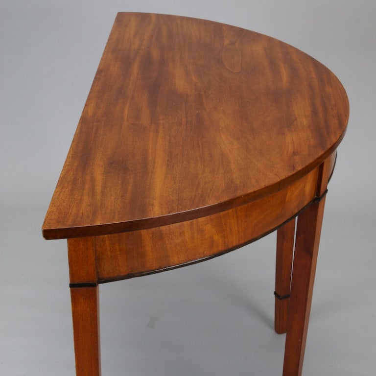 Pair English Mahogany Demilune Tables 5