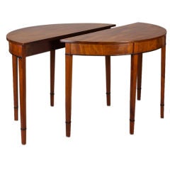 Pair English Mahogany Demilune Tables