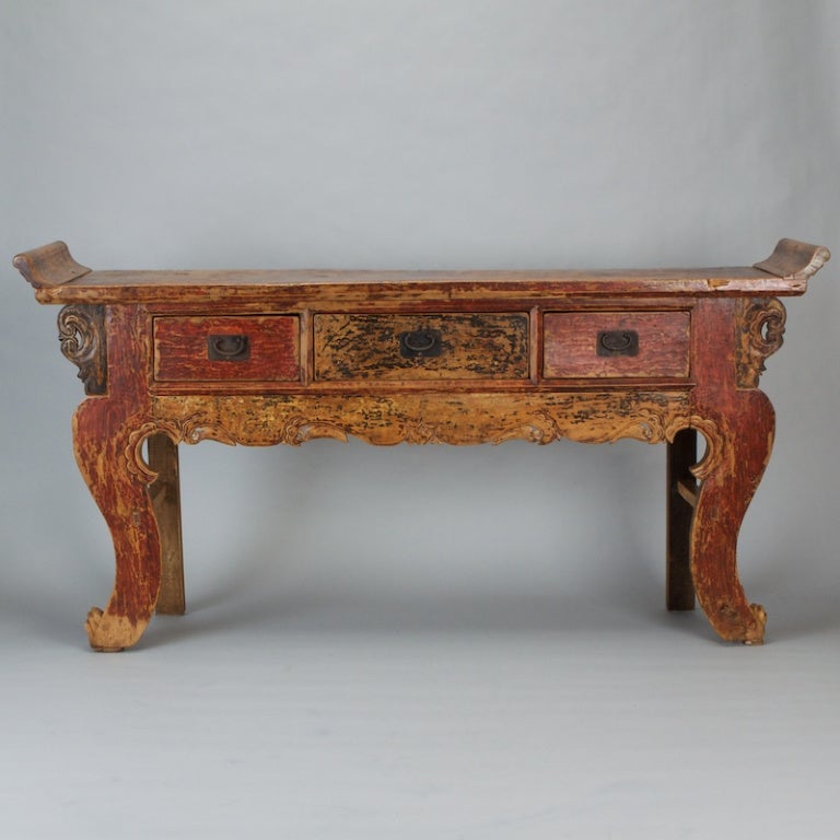 Chinese Painted Server With Drawers