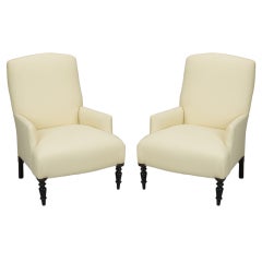 Pair Late 19th Century French Arm Chairs with Turned Legs