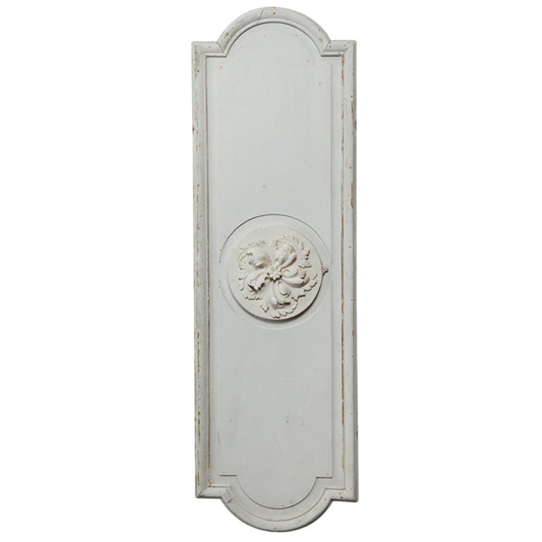 French White Painted Wall Panel With Center Medallion