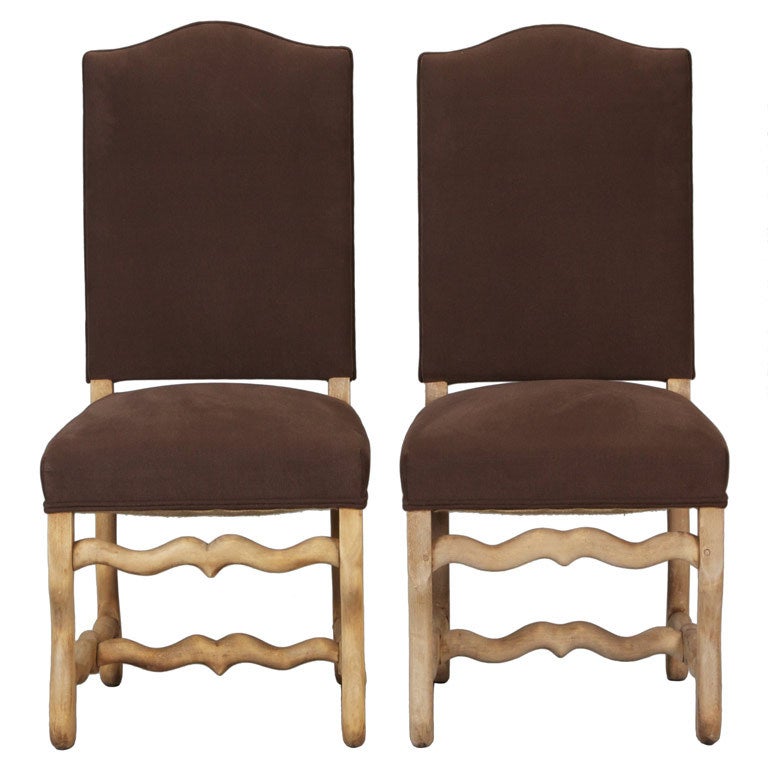 Set of 6 Bleached Oak Wood Os Du Mouton Chairs For Sale at 1stDibs