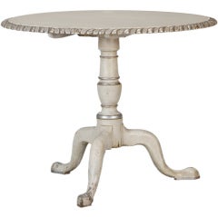 Antique French White Tilt Top Table with Silver Gilt Edge