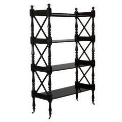 Antique Four Shelf Black Turned Etagere