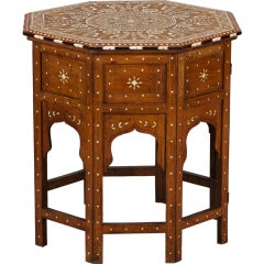 Small Moorish Side Table with Bone and Shell Inlay