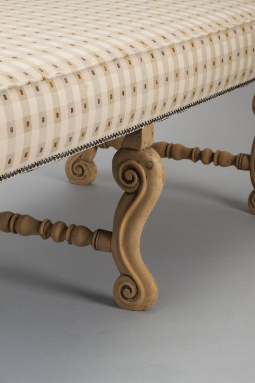 Upholstery French Six Leg Bleached Oak Upholstered Bench