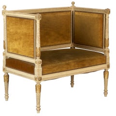 Louis XVI Style Settee with White Paint And Gilded Detailing