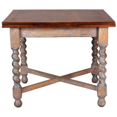 Small Painted English Refractory Table With Barley Twist Legs