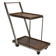 Industrial Two Tier Metal and Wood Trolley