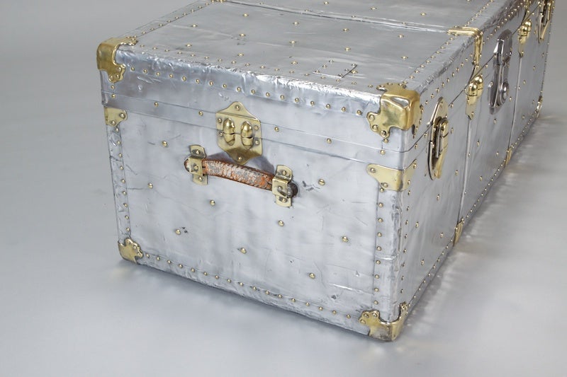 Mid-20th Century Large Aluminum Covered Trunk