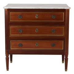 Directoire Marble Top Three Drawer Cabinet
