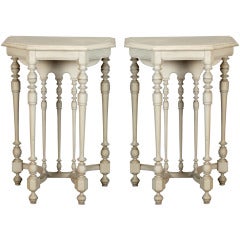 Near Pair of French White Painted Tables