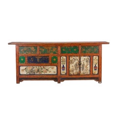 Antique Painted Chinese Long Cabinet