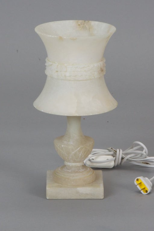 All Alabaster Lamp with Carved Shade 2