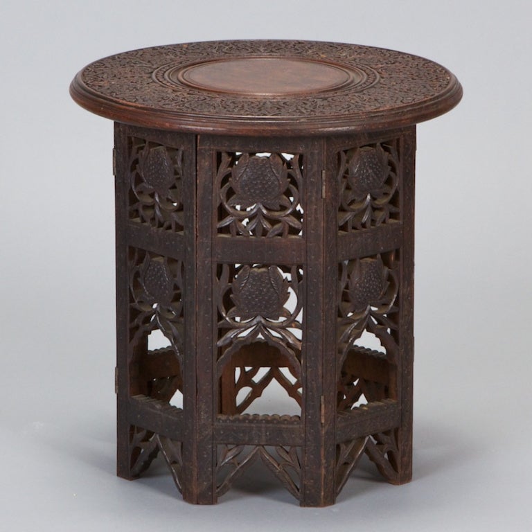 20th Century Small Moorish Carved Wood Table